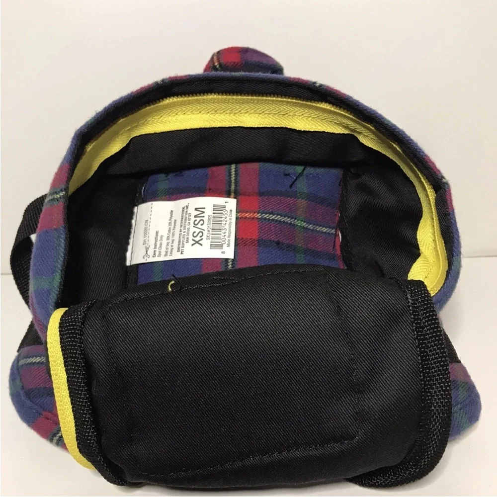 Dog Plaid Backpack with Yellow Accents